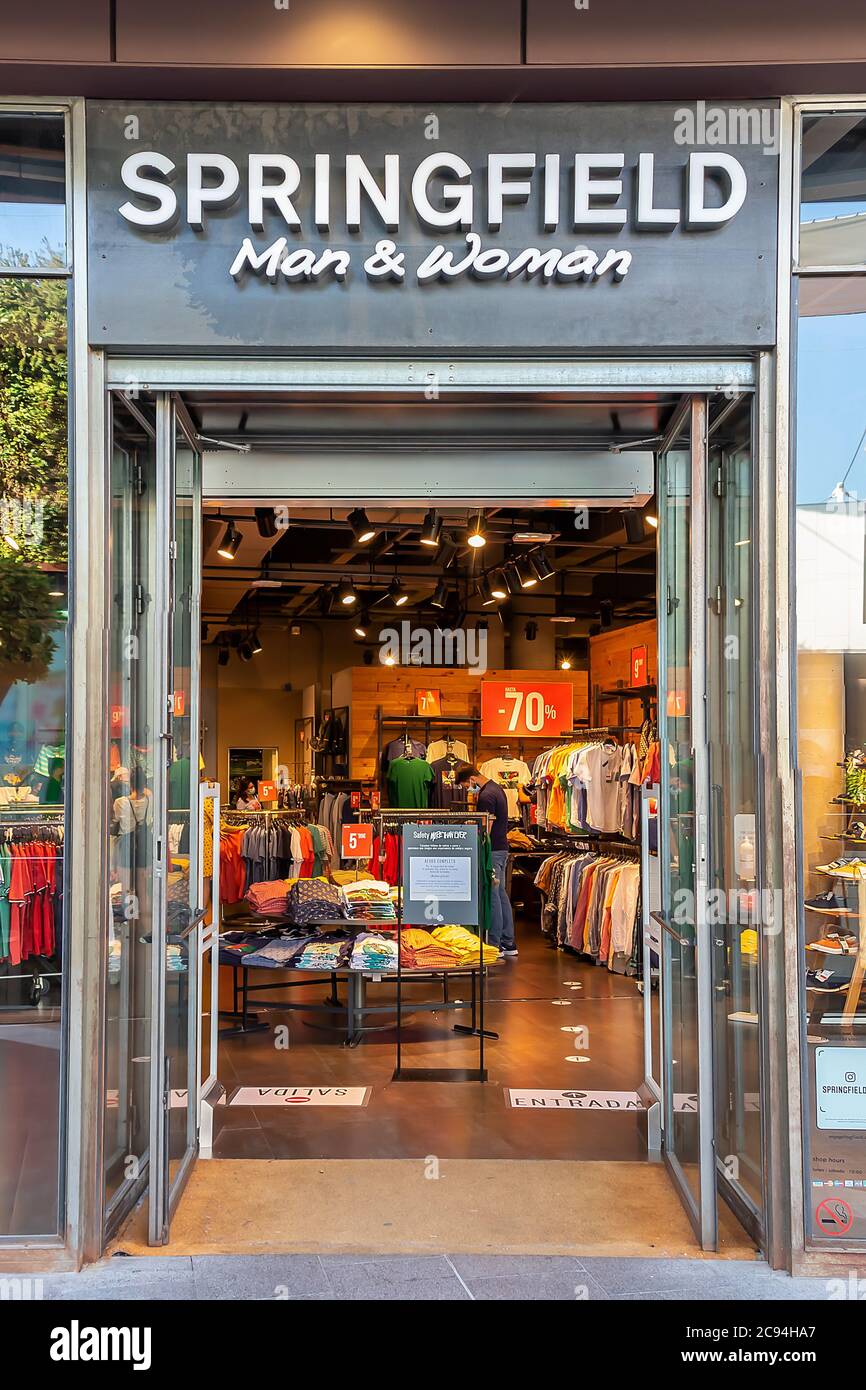 Huelva, Spain - July 27, 2020: Springfield store in Holea Shopping center.  This brand is subsidiary of Tendam, formerly The Cortefiel Group is one of  Stock Photo - Alamy