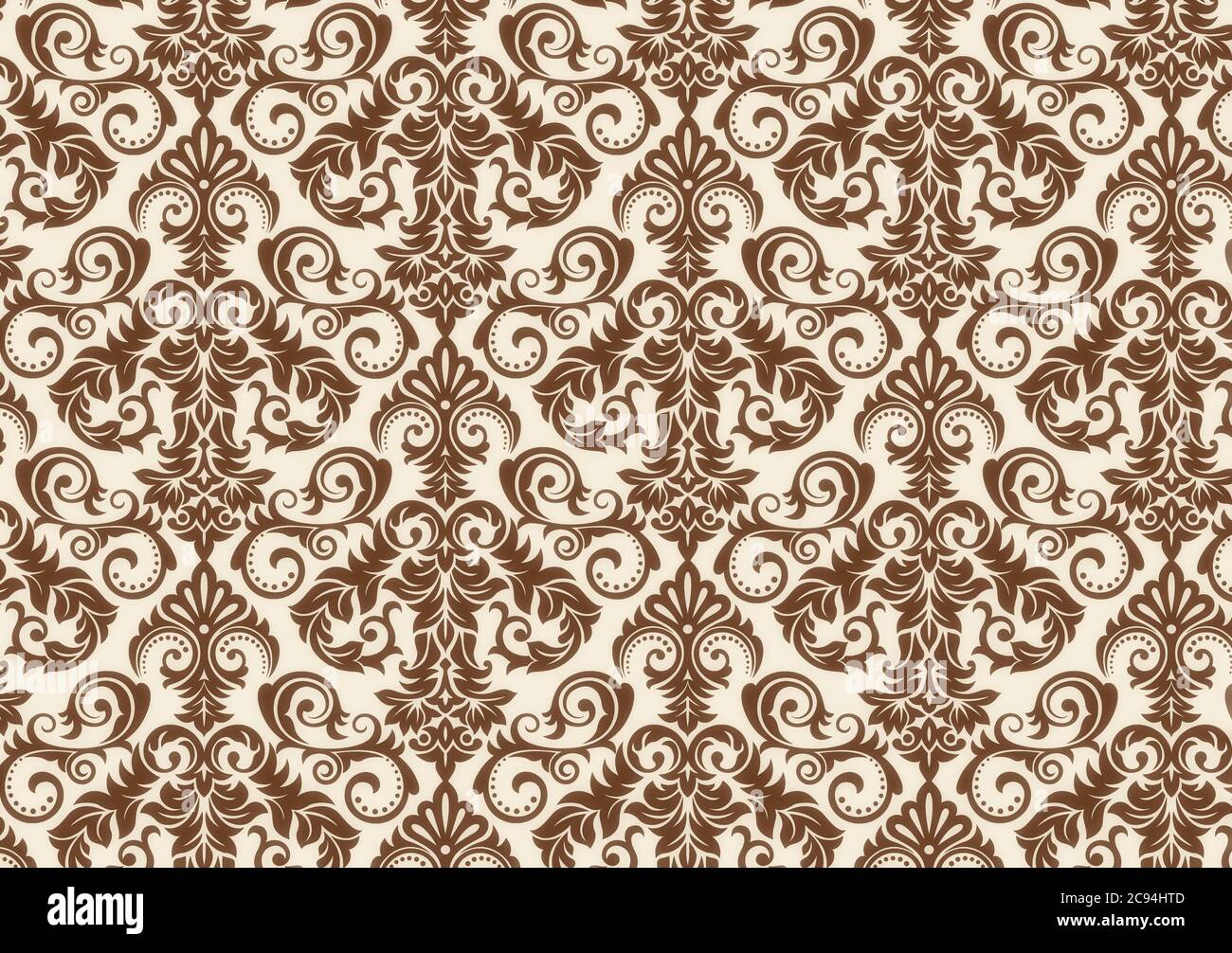 Beautiful damask pattern of brown and beige colors. Royal design with  floral ornament. Seamless wallpaper with a damascus tile texure. Raster  illustra Stock Photo - Alamy