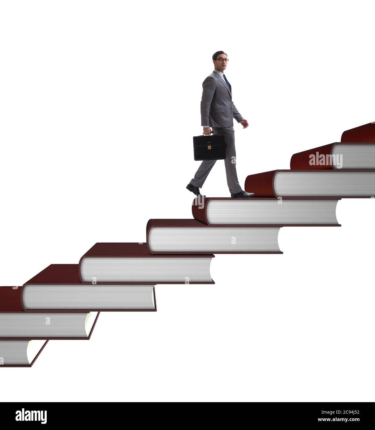 The businessman student climbing the ladder of education books Stock