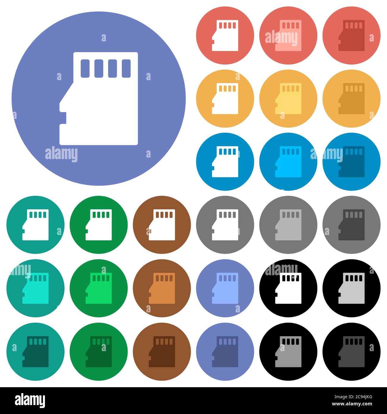 Micro SD memory card multi colored flat icons on round backgrounds ...