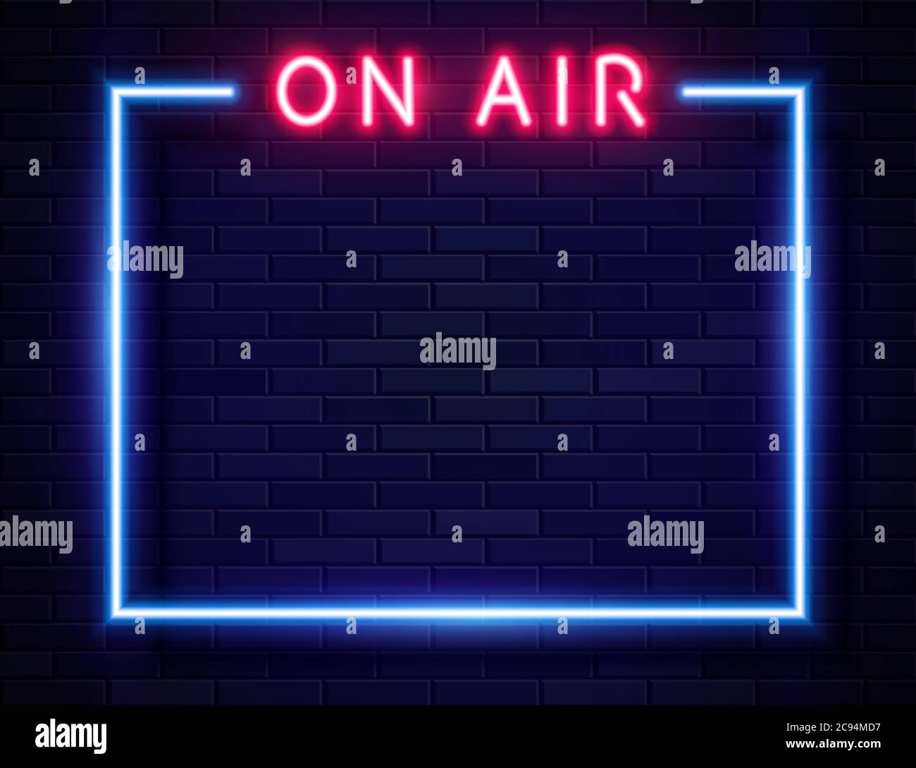 Vector Retro Neon Red On Air Frame on Dark Background Stock Vector