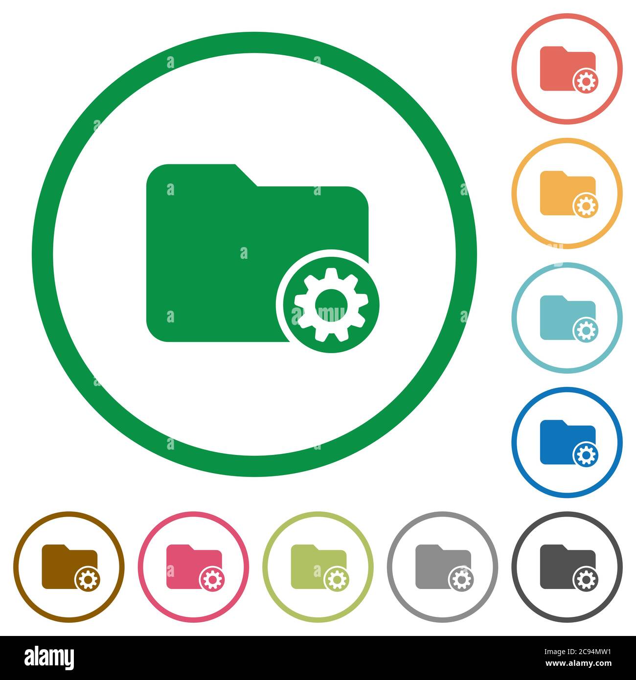 Directory settings flat color icons in round outlines on white ...