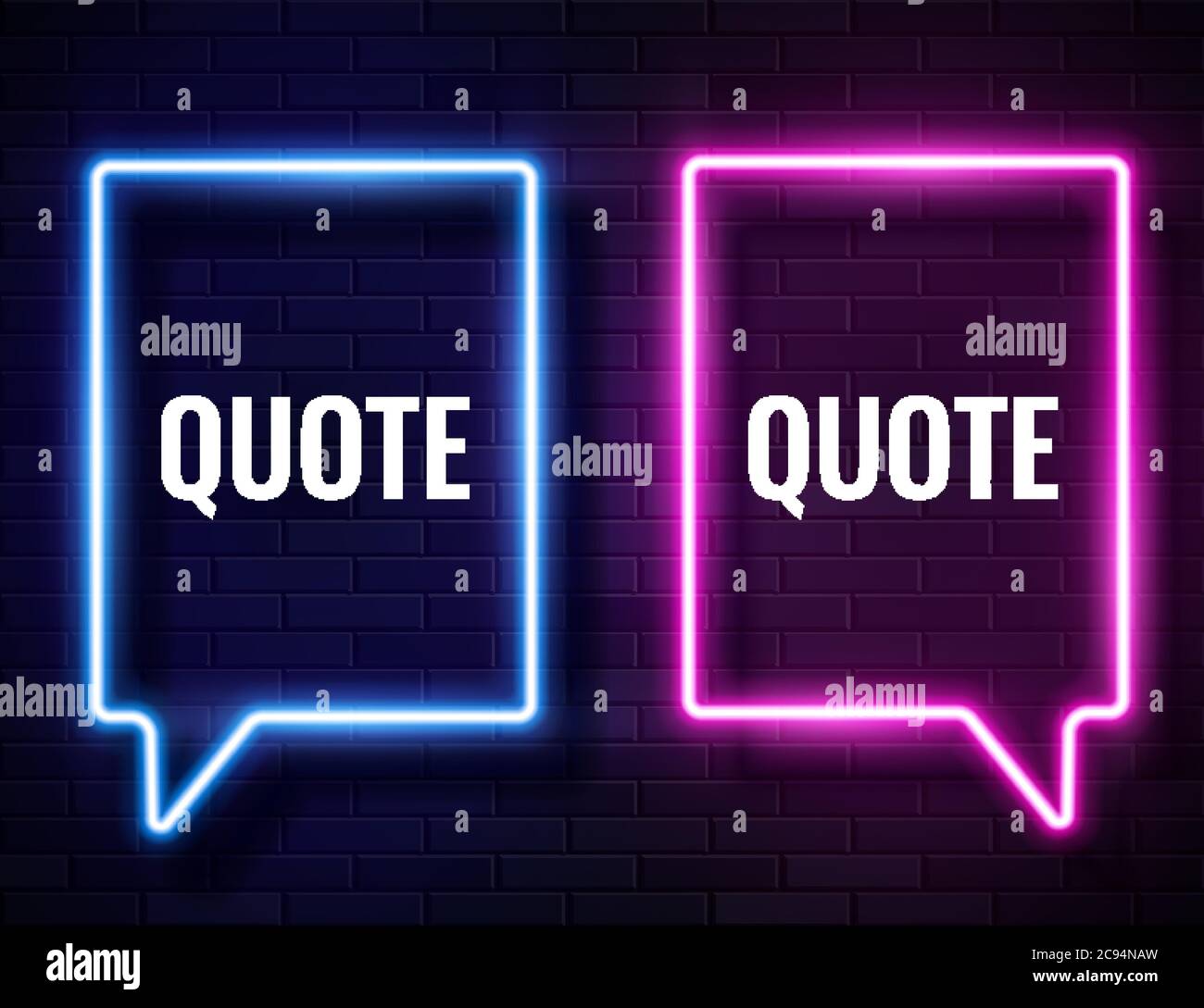 Vector Retro Neon Glowing Speech Bubble Frames Stock Vector