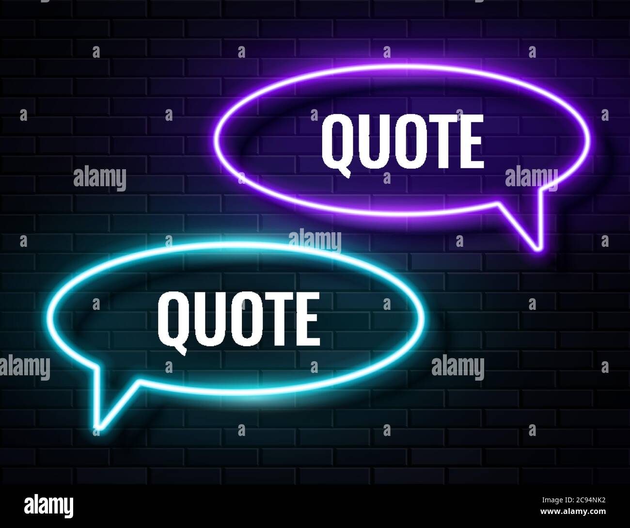 Vector Retro Neon Glowing Speech Bubble Frames Stock Vector