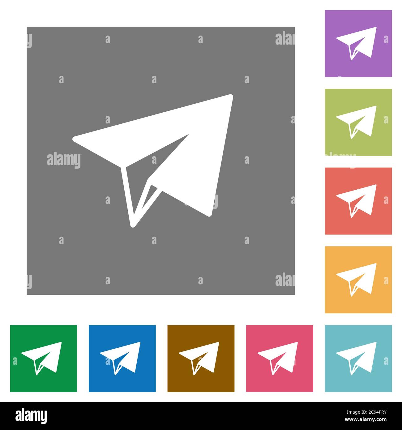 Paper plane flat icons on simple color square backgrounds Stock Vector ...
