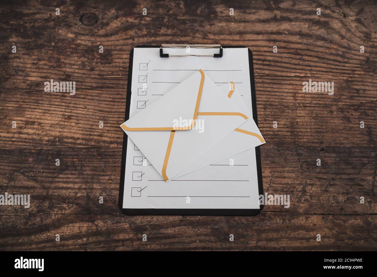 inbox organisation conceptual image, email icons on to do list on ...