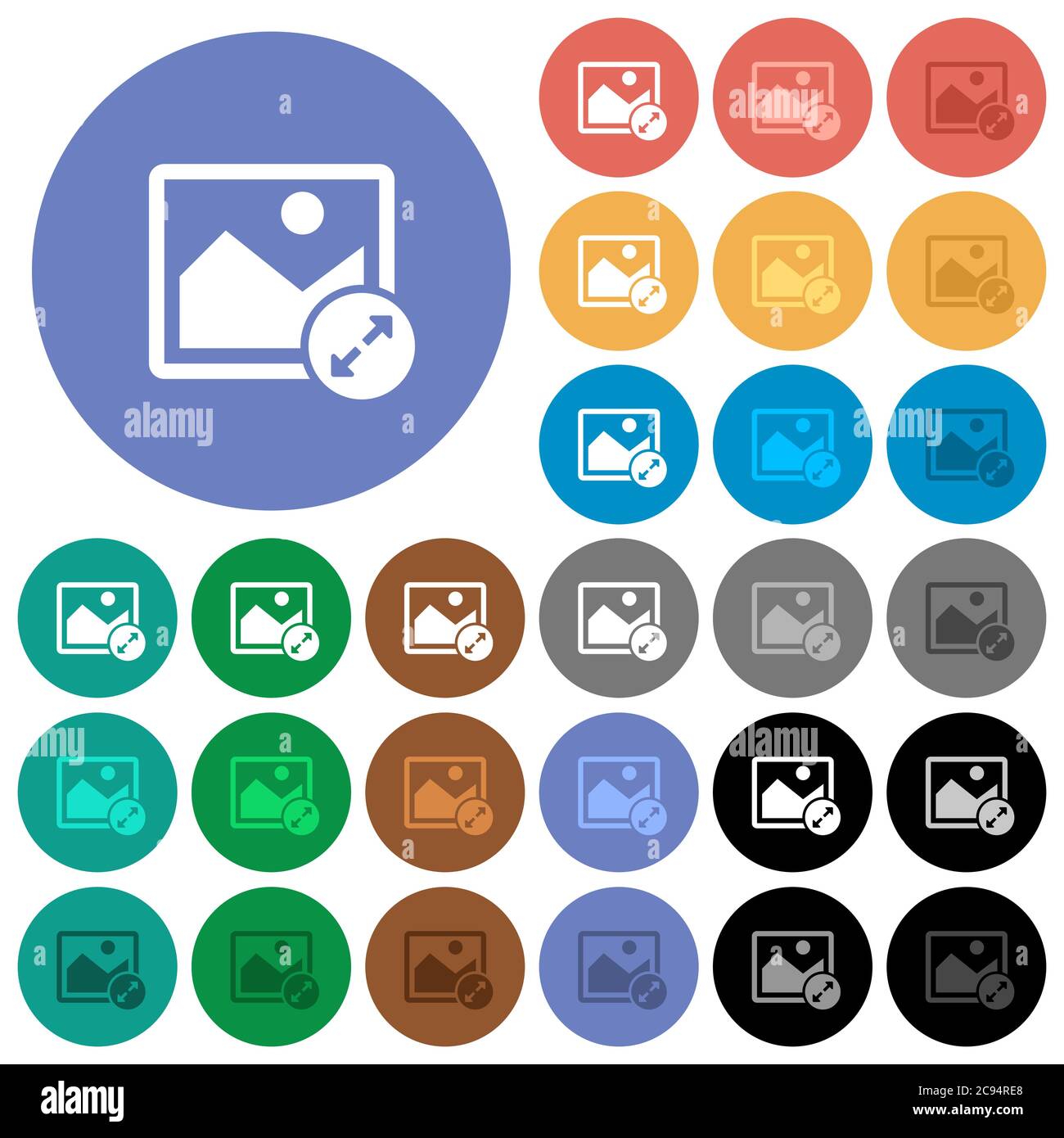 Resize image large multi colored flat icons on round backgrounds ...