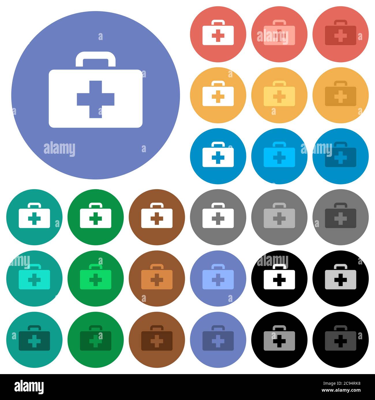 First aid kit multi colored flat icons on round backgrounds. Included ...