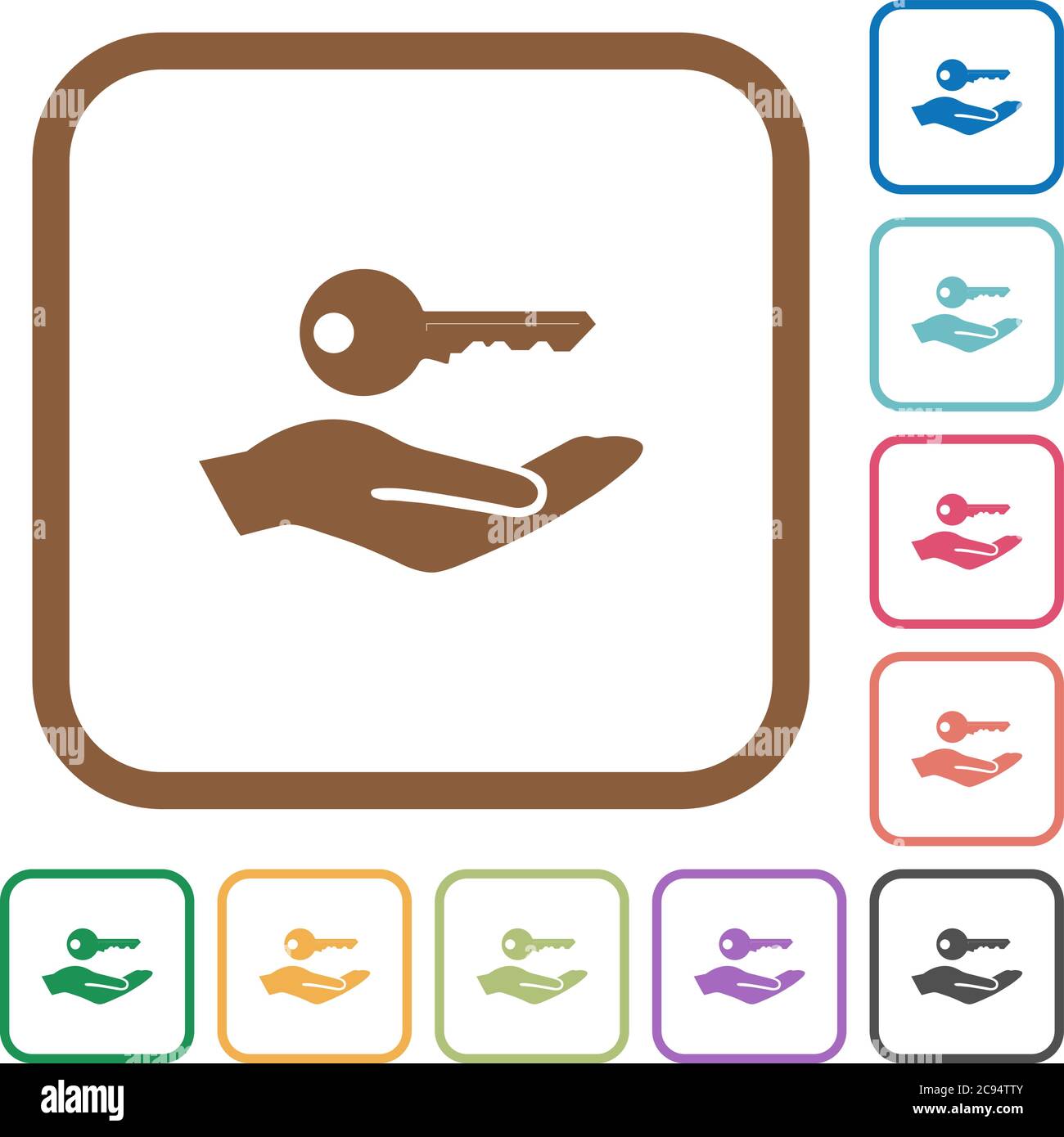 Security service simple icons in color rounded square frames on white background Stock Vector