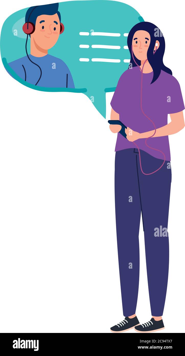 woman chatting with man in smartphone Stock Vector Image & Art - Alamy