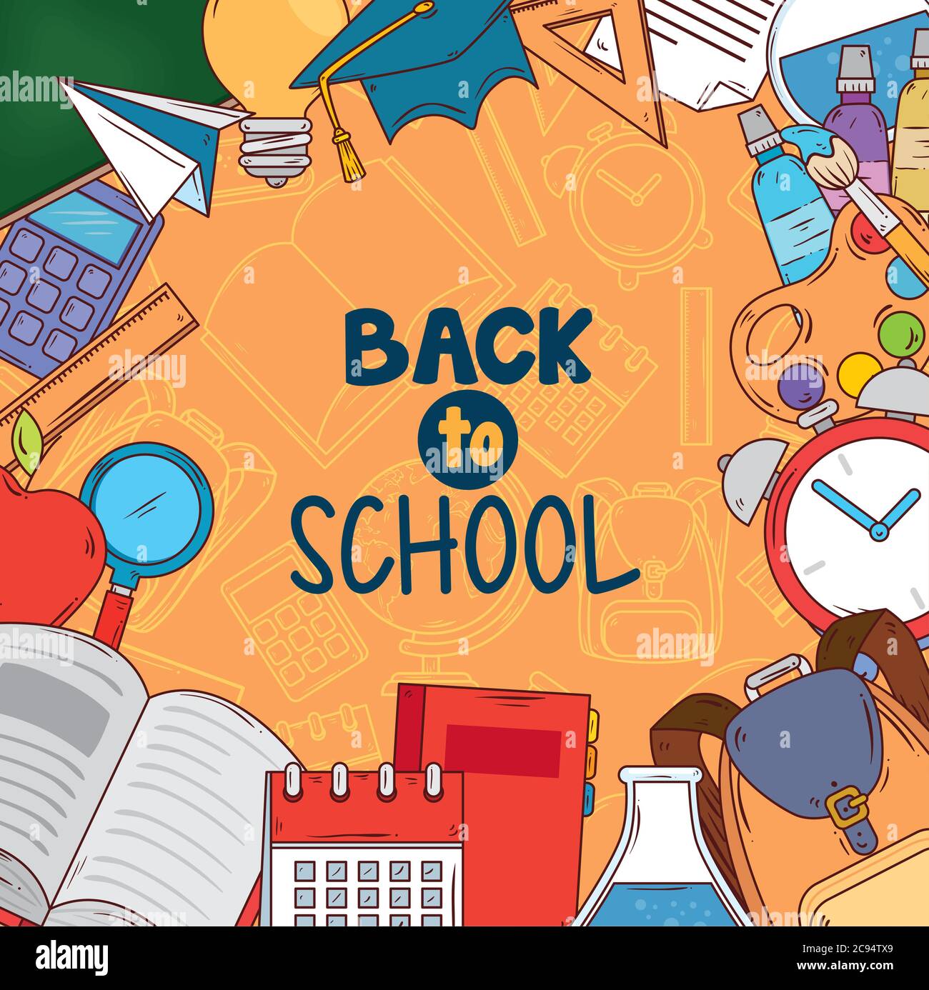 back to school banner with supplies education Stock Vector Image & Art ...