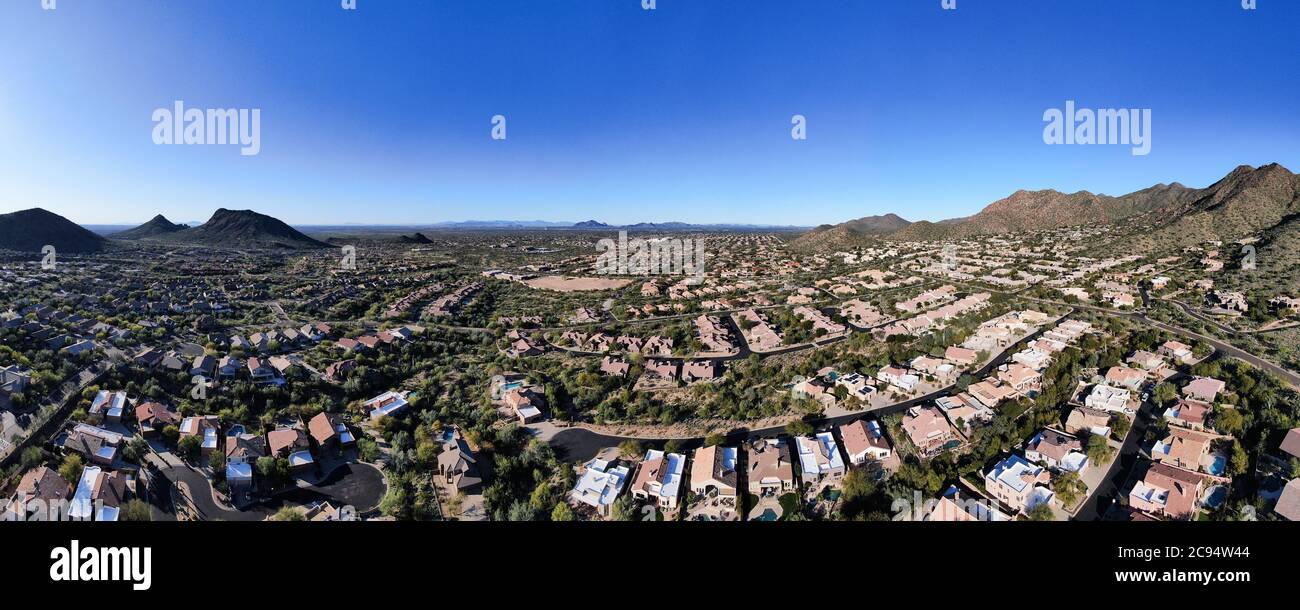 Aerial panorama of the Scottsdale Mountain Community Stock Photo Alamy