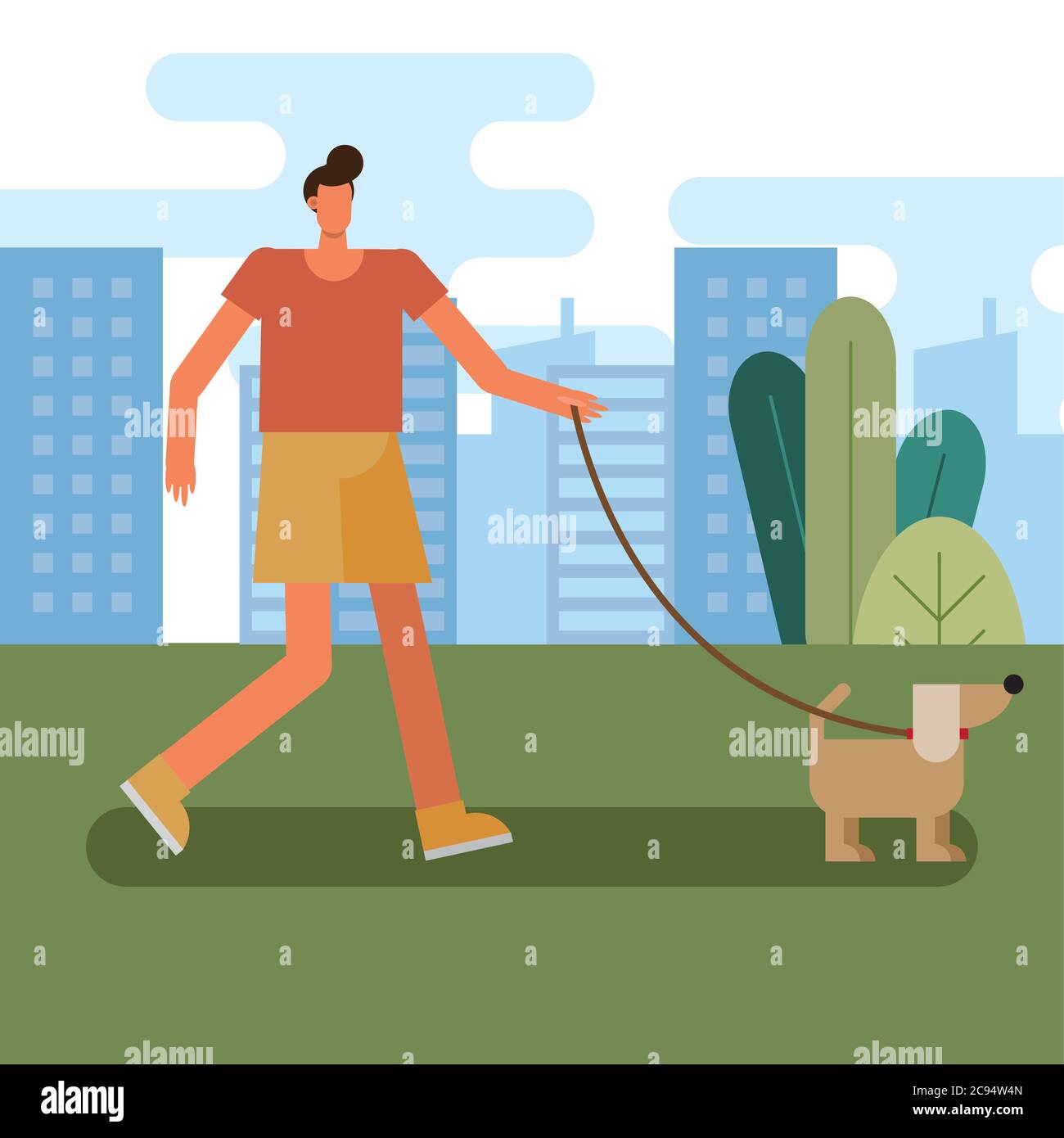 young man walking with dog mascot character vector illustration design ...
