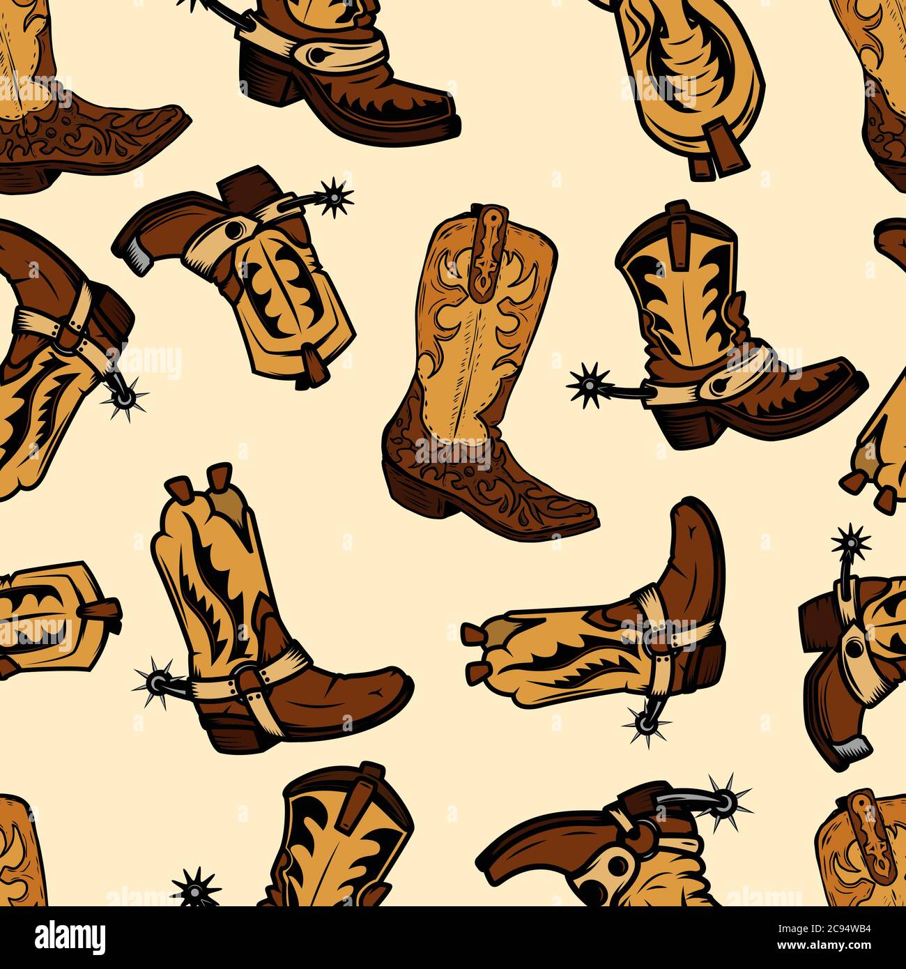 Seamless pattern with cowboy boots. Design element for poster, card
