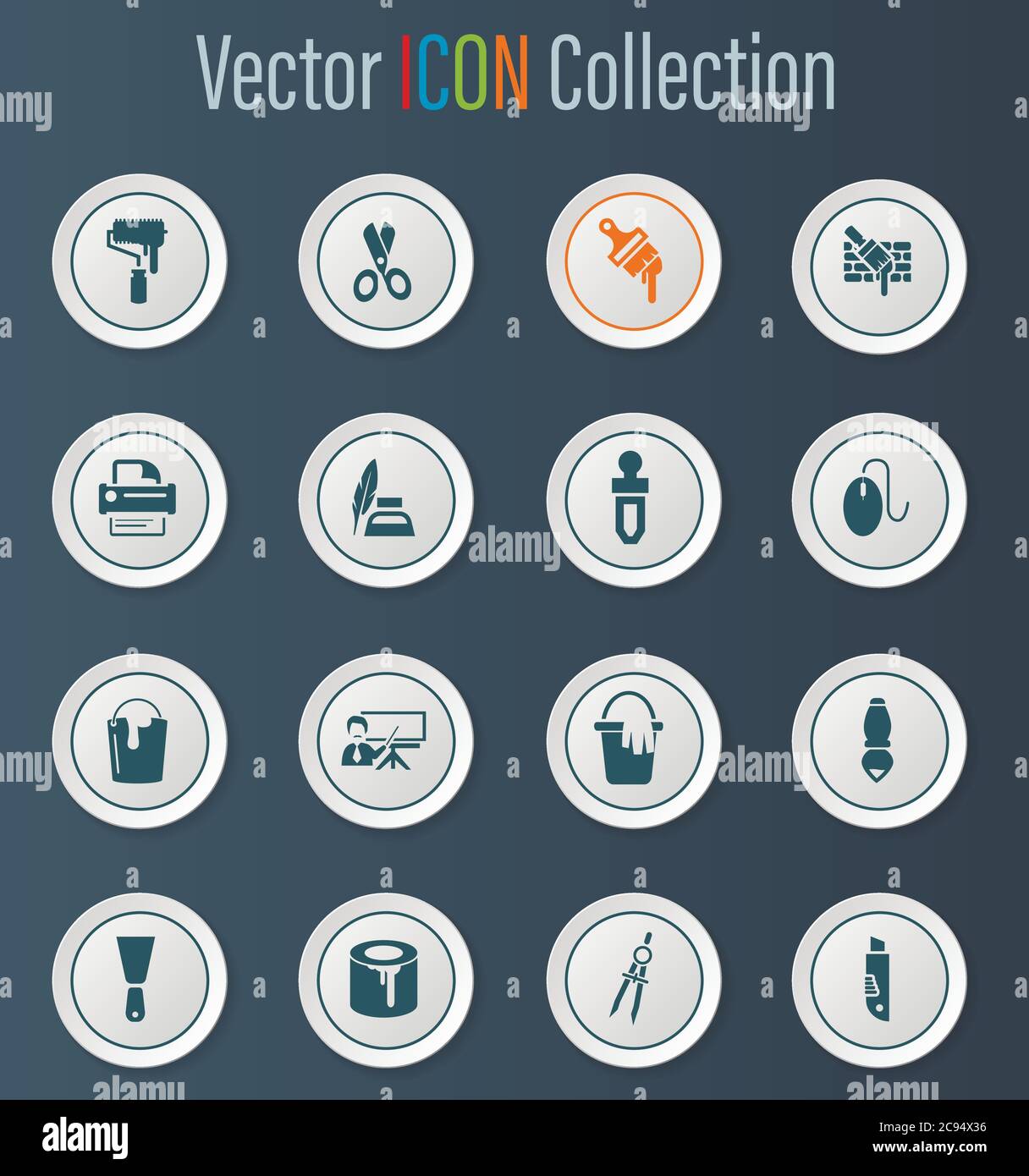 Art tools icons set Stock Vector
