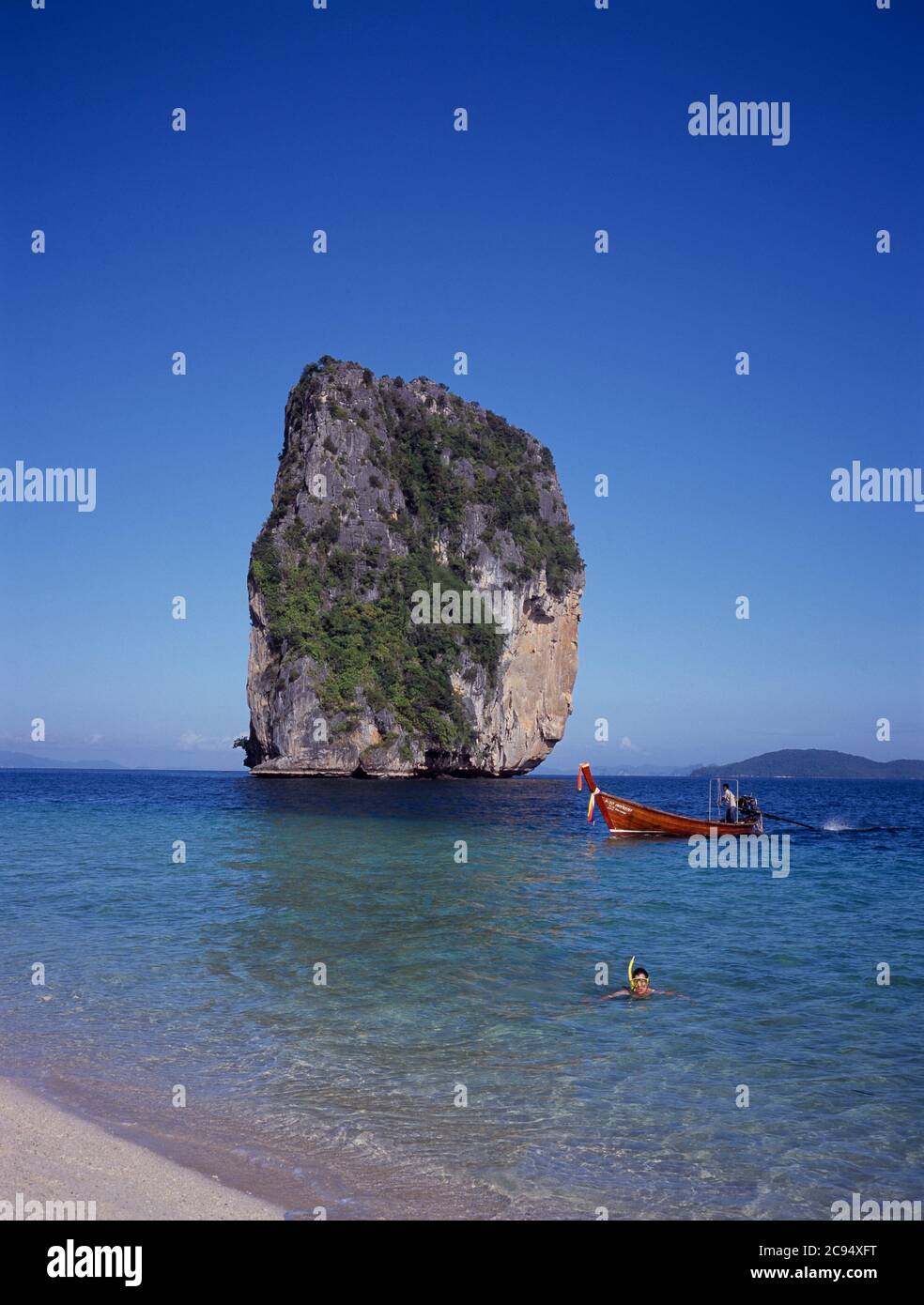Tourist snorkelling on Ko Tapu James Bond  island Ao Phangnga Phuket  Thailand, Asia Stock Photo