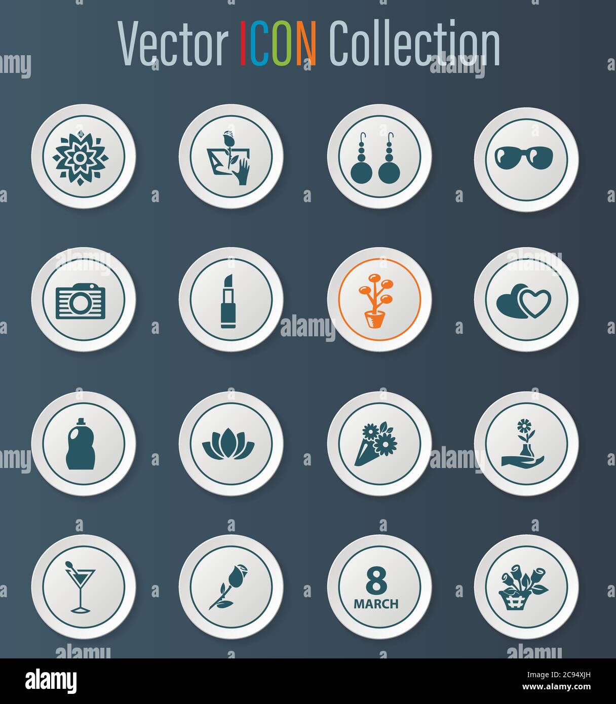 Women's Day icons set Stock Vector