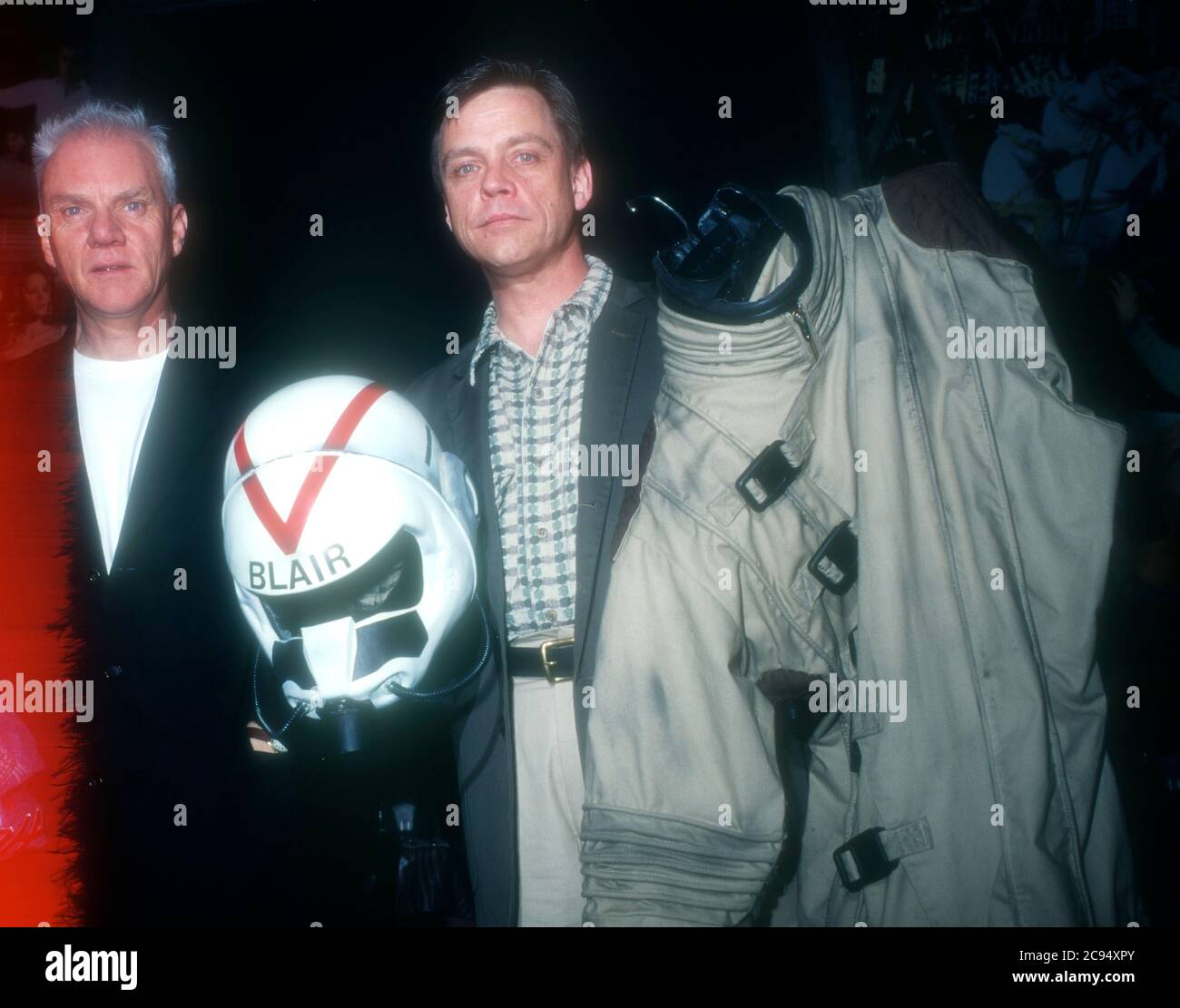 Los Angeles, California, USA 8th February 1996 Actor Malcolm McDowell and actor Mark Hamill attend Wings Commander 4 Costume Presentation on February 8, 1996 at Planet Hollywood in Los Angeles, California, USA. Photo by Barry King/Alamy Stock Photo Stock Photo