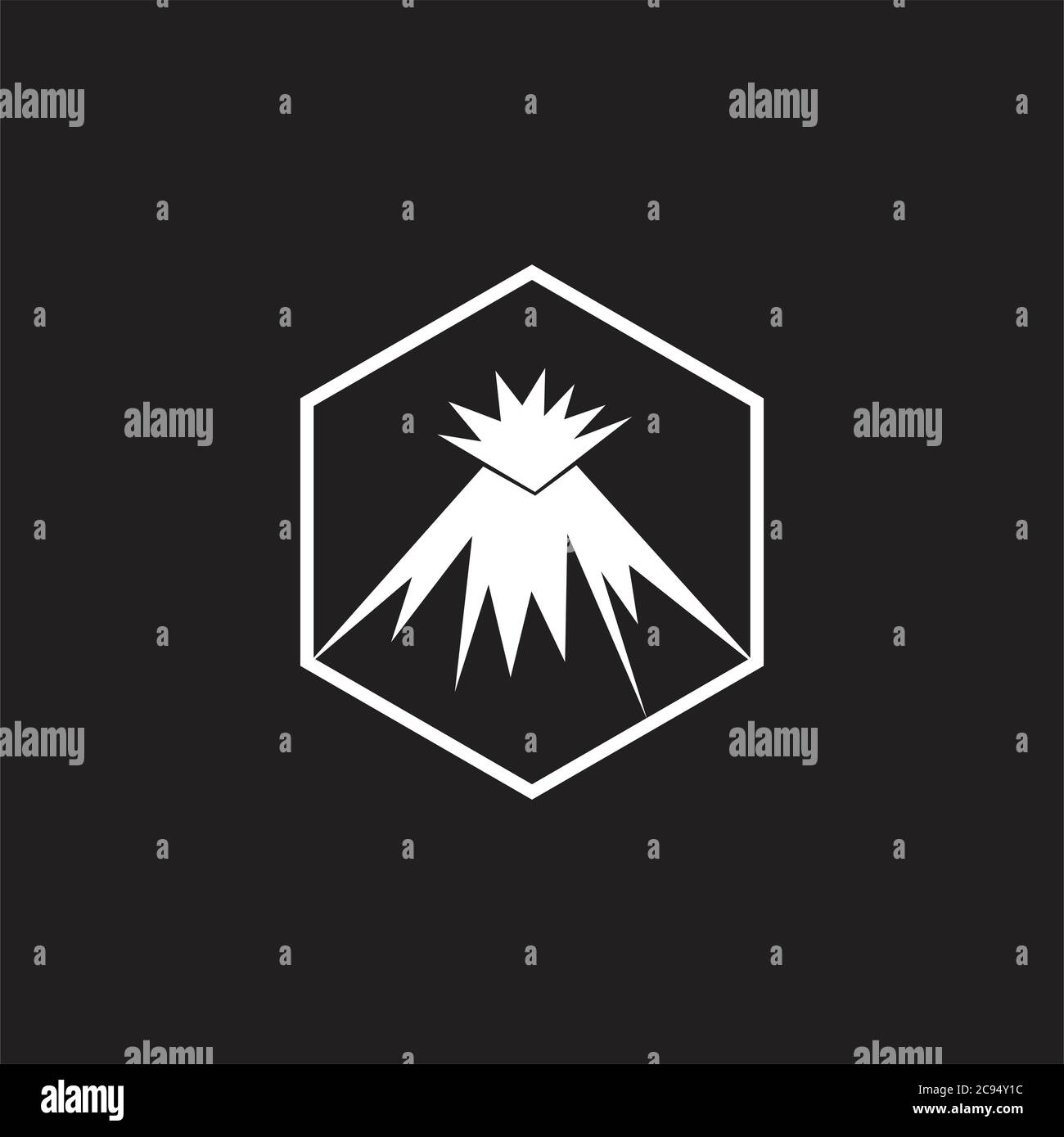volcano mountain hexagon simple logo Stock Vector
