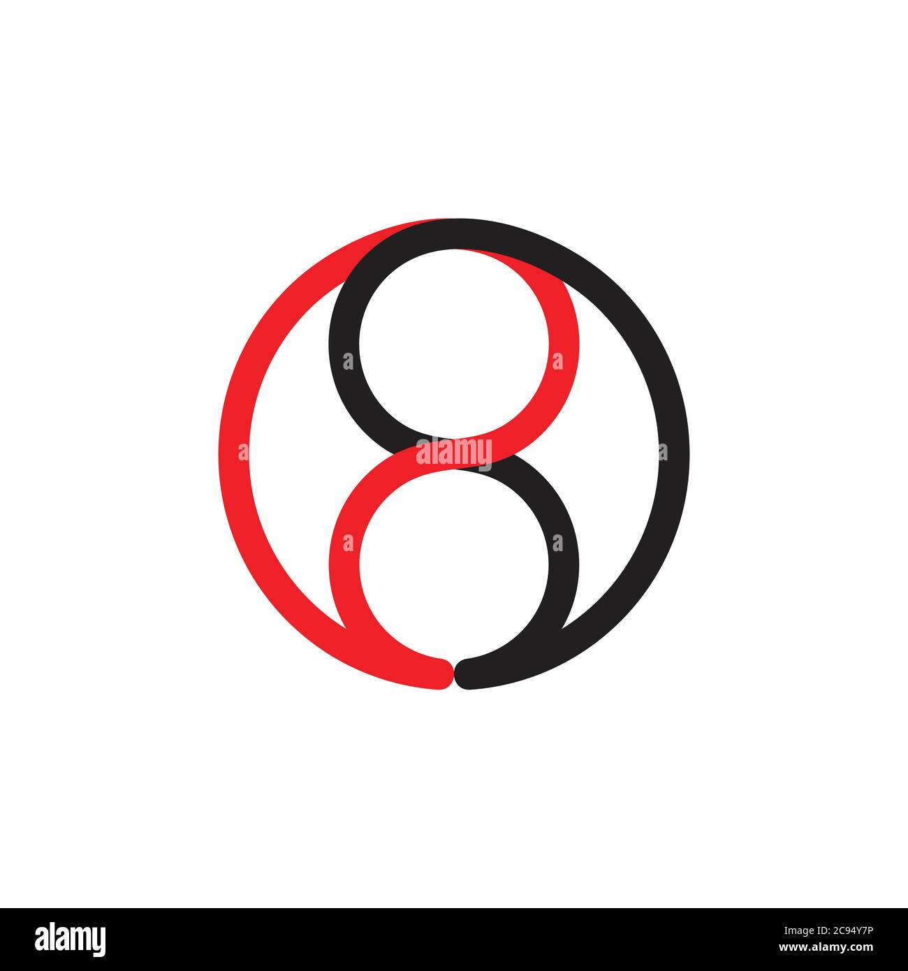 number 8 simple linked circle logo vector Stock Vector