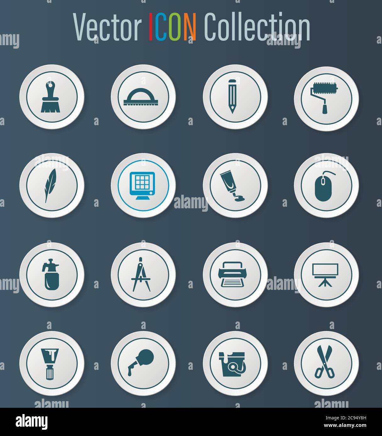 Art tools icons set Stock Vector