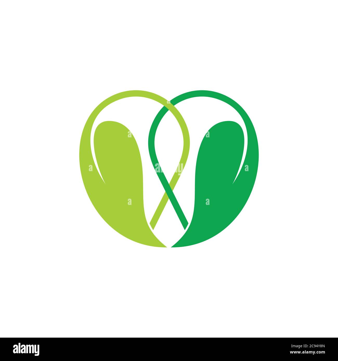 linked green leaf love shape logo vector Stock Vector