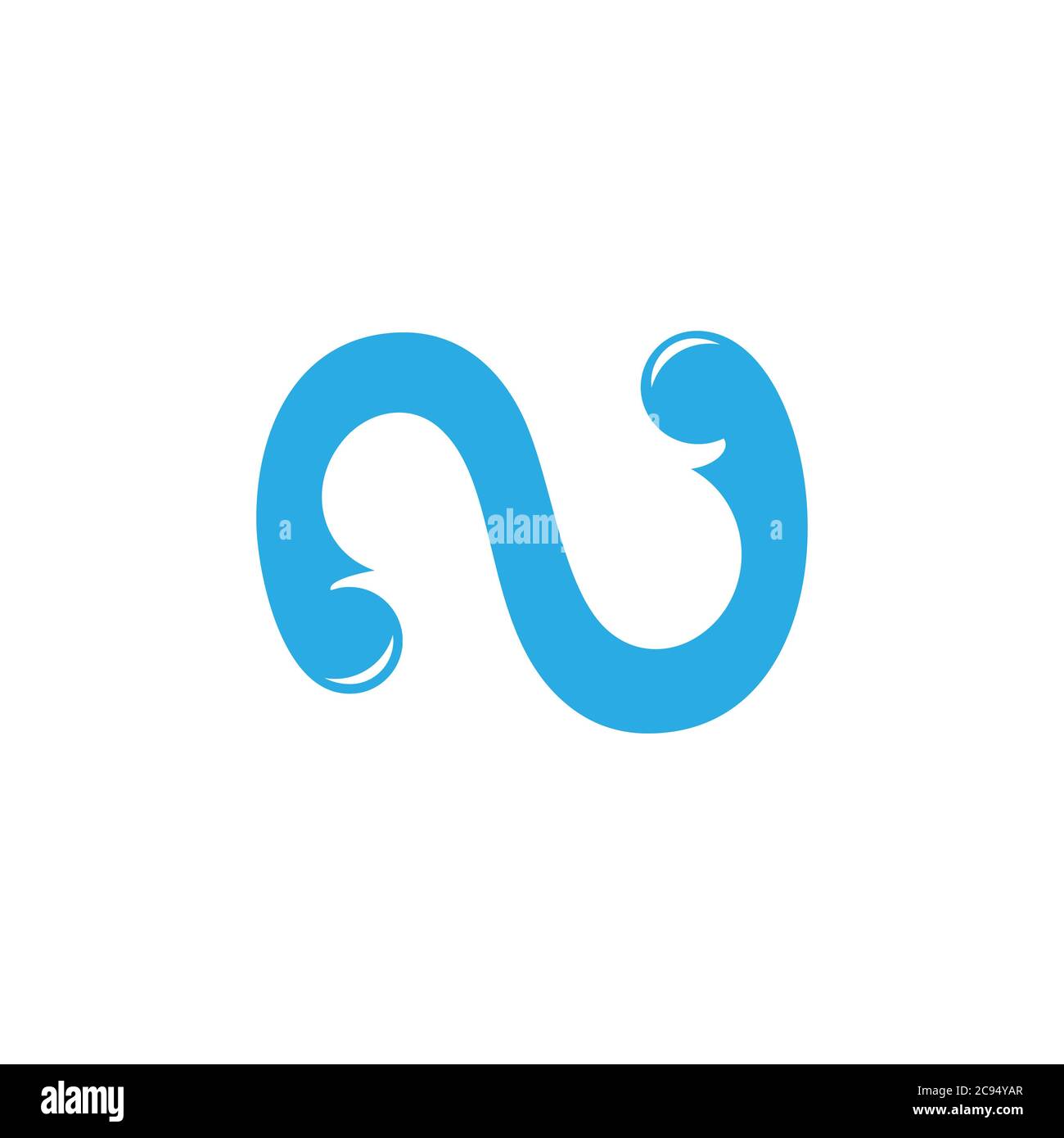 letter n simple blue curves logo vector Stock Vector