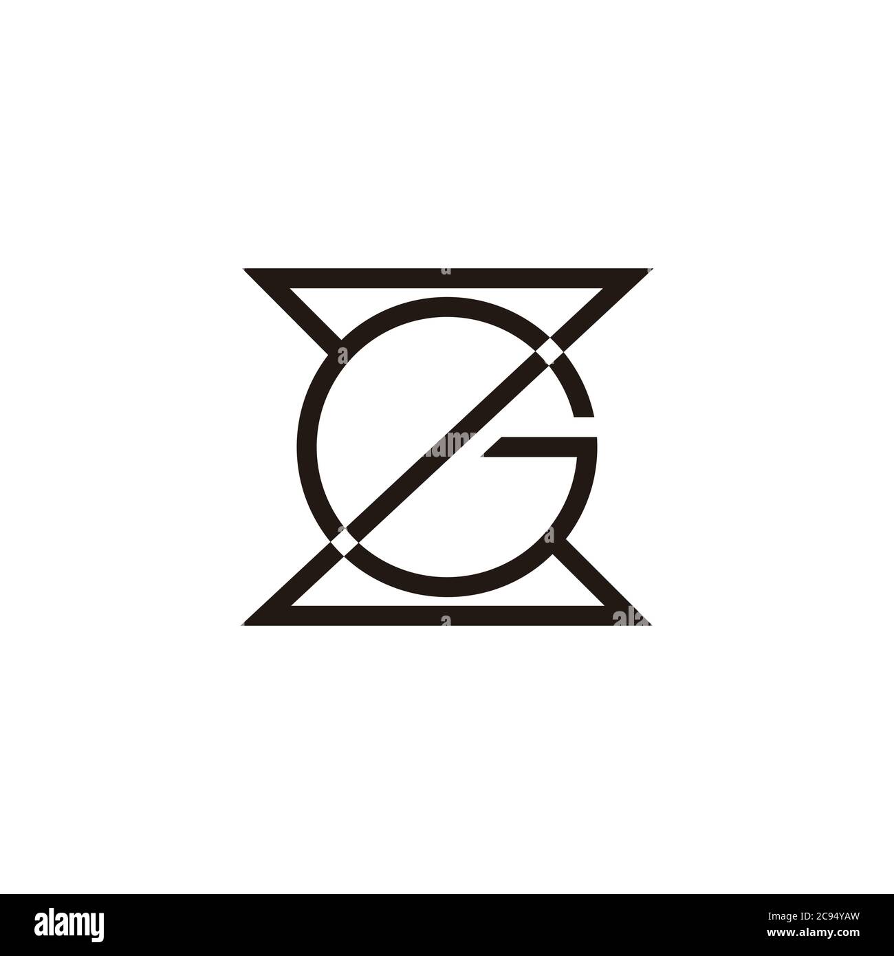 letter zg simple linked geometric linear logo vector Stock Vector