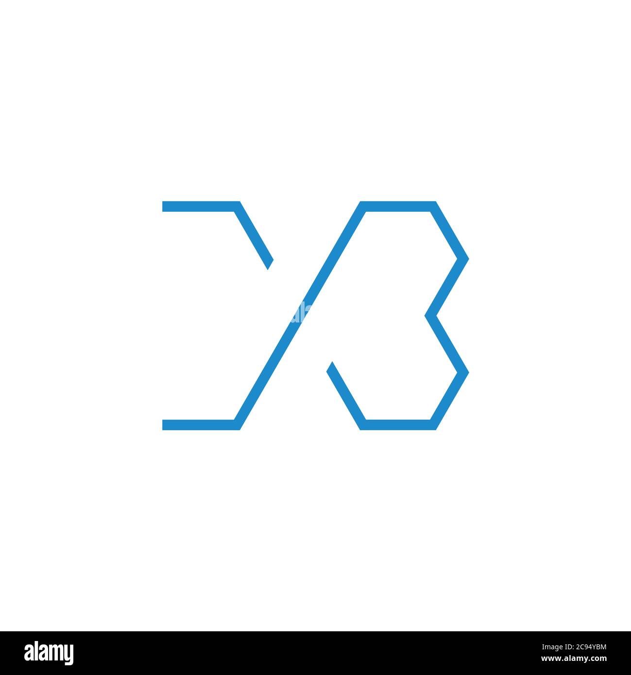 letter xb simple thin line geometric design logo vector Stock Vector