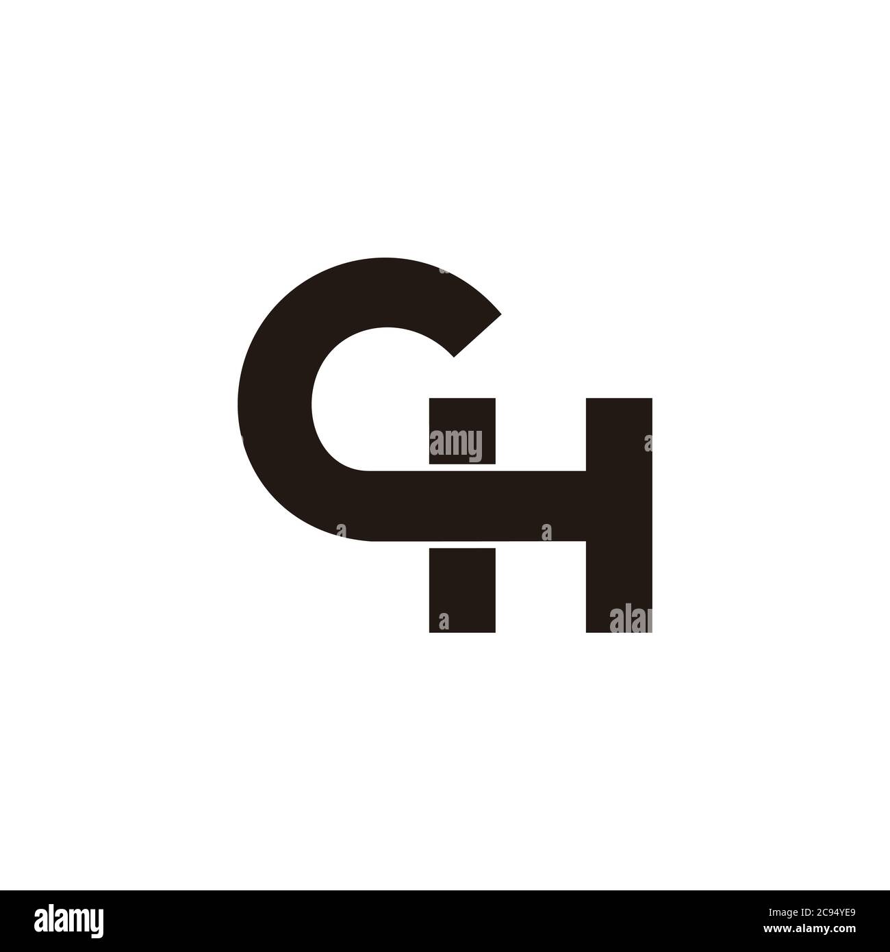 letter ch simple overlapping geometric line symbol logo vector Stock Vector