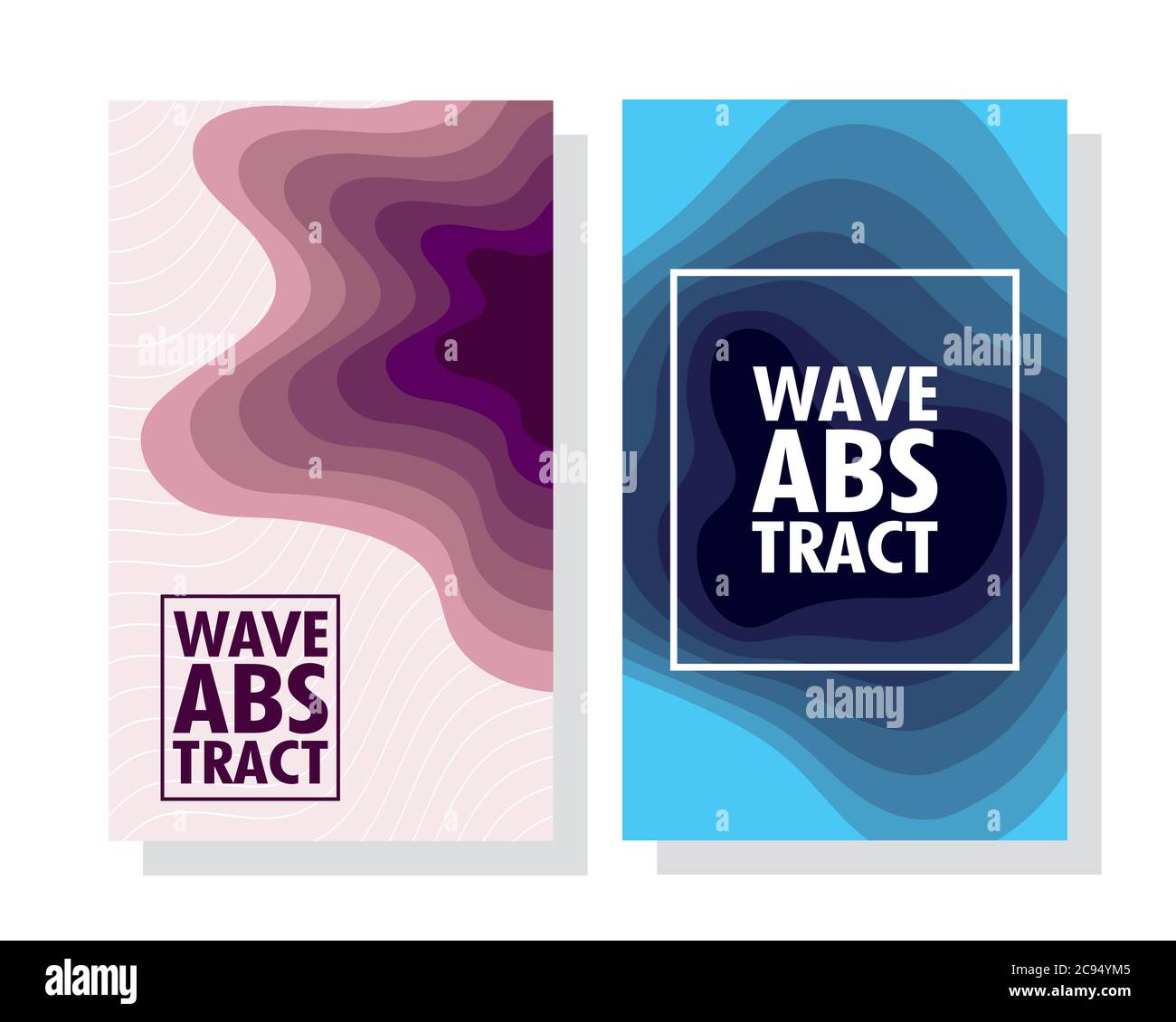 wave abstract with lettering and squares frames in colors backgrounds ...