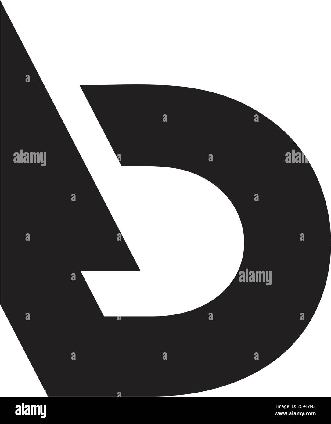 letter bd geometric arrow negative space logo Stock Vector