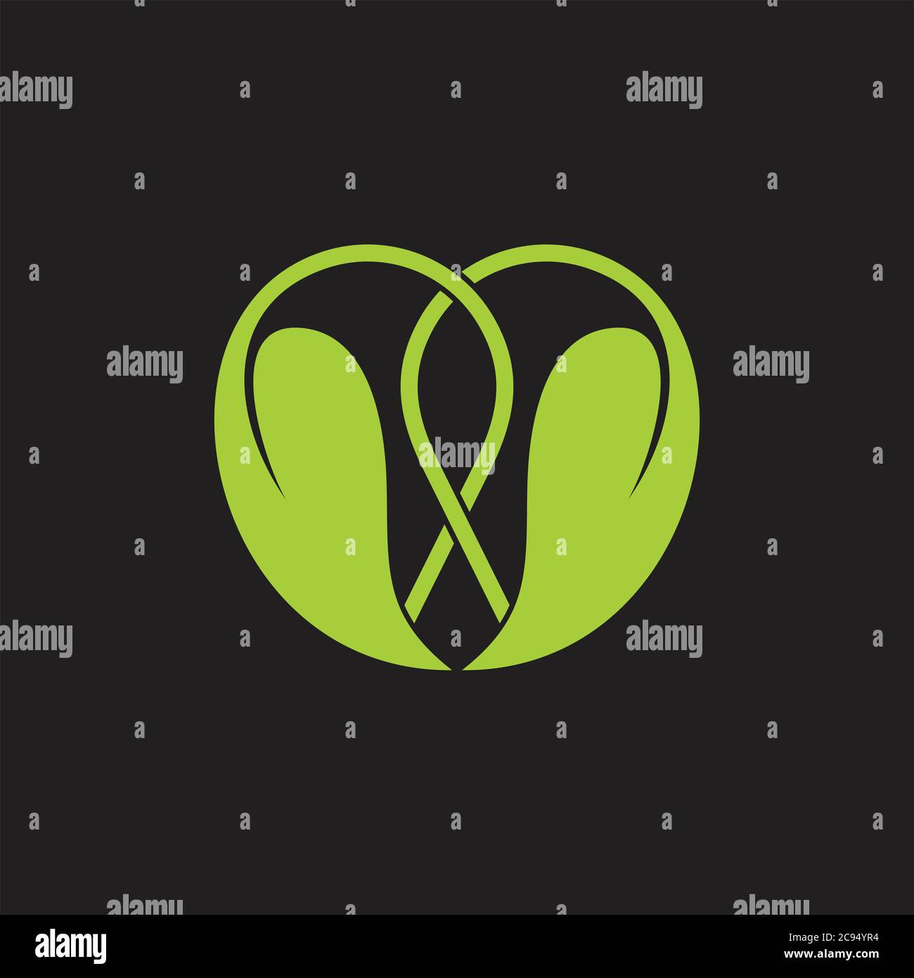 linked green leaf love shape logo vector Stock Vector