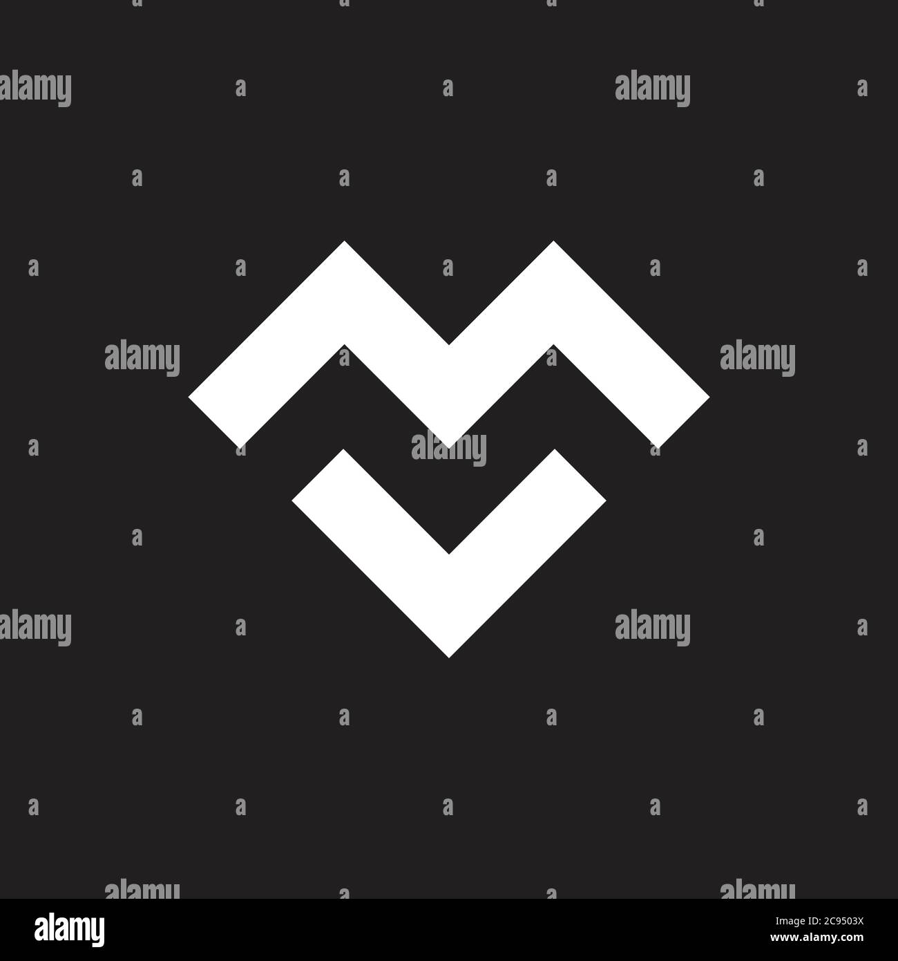 letter mv simple geometric line logo vector Stock Vector