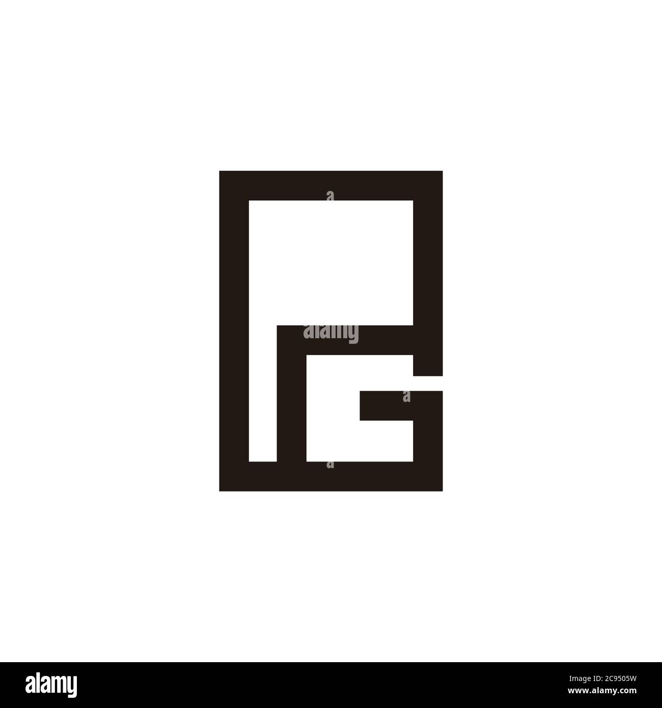 letter pg simple geometric frame line symbol logo vector Stock Vector
