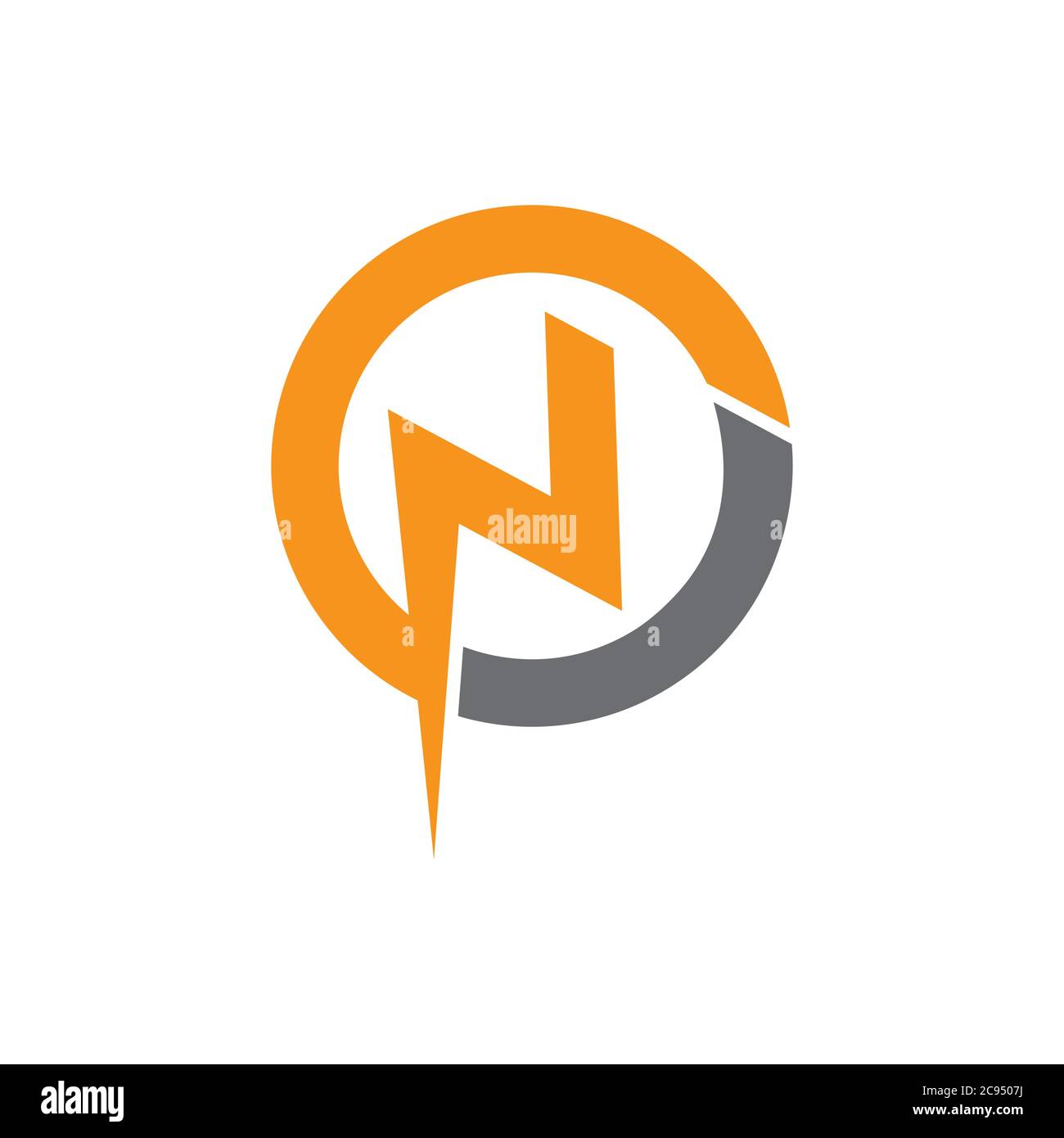 letter n thunder shape geometric logo vector Stock Vector