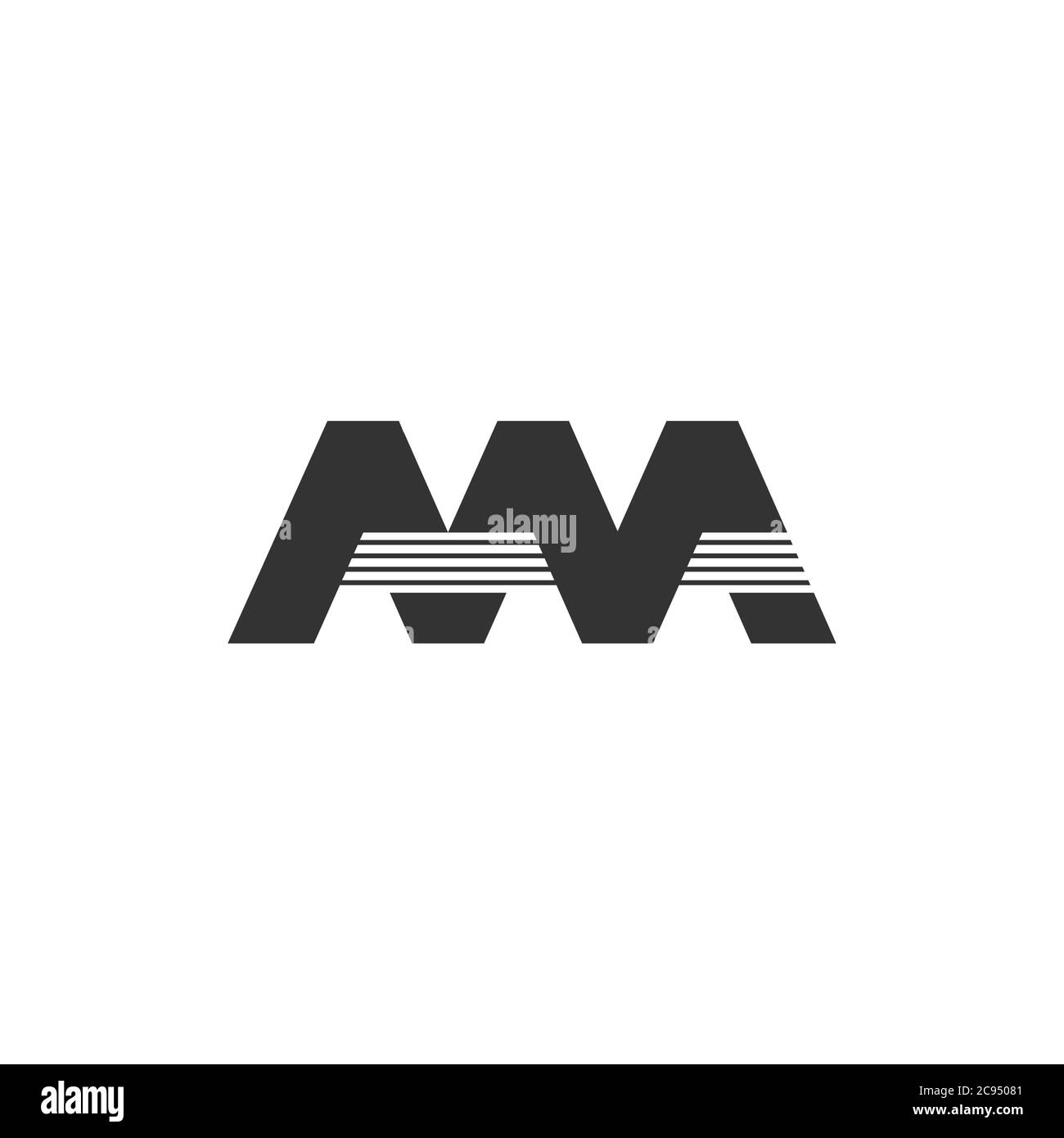 letter mn stripes geometric logo vector Stock Vector