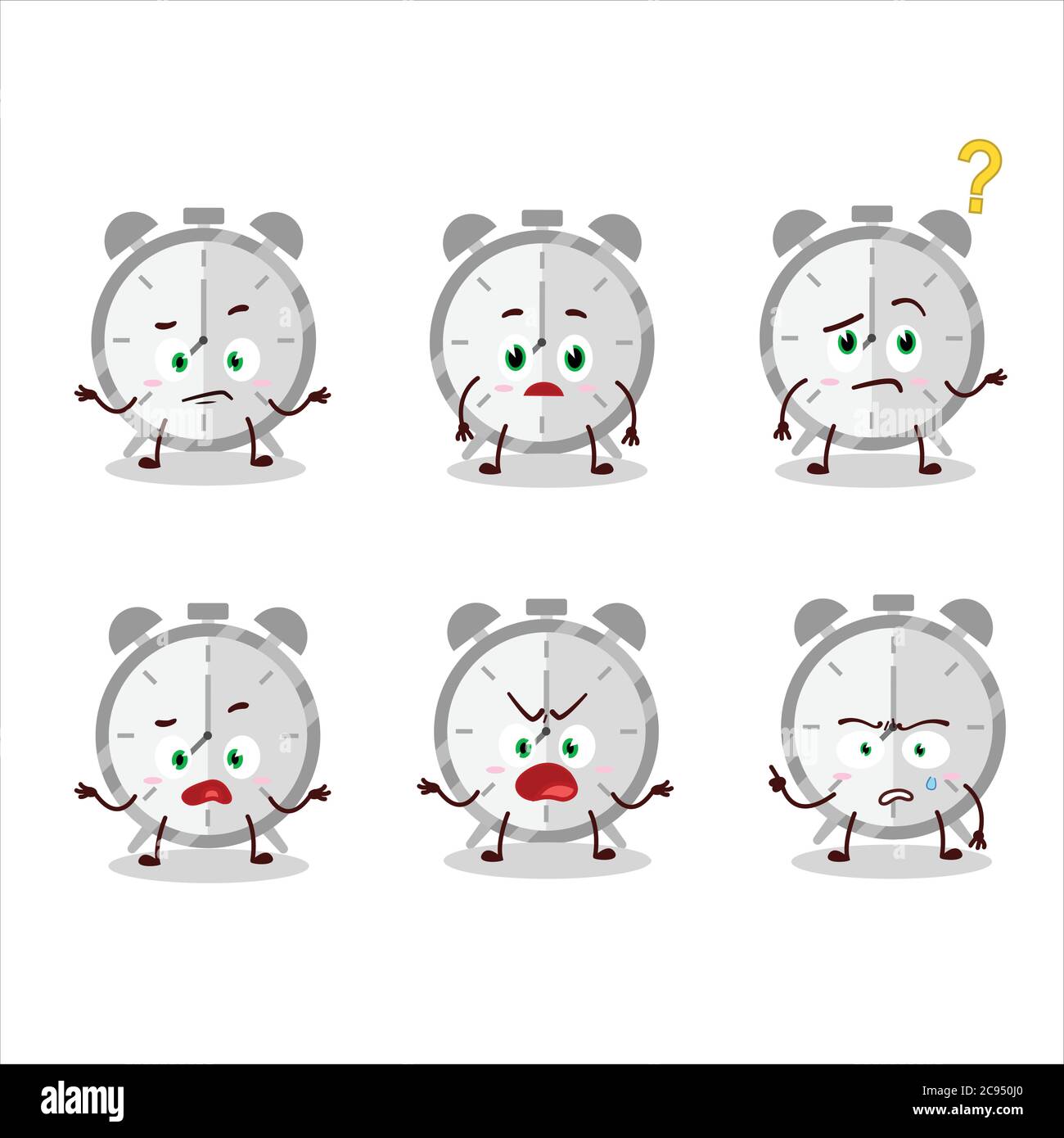 Cartoon character of alarm clock with what expression Stock Vector ...