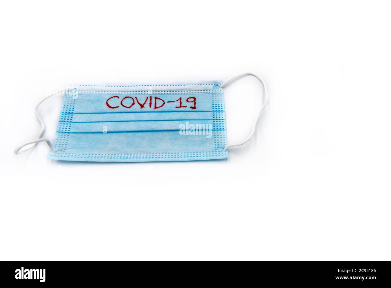 Single use medical face mask with handwritten message Covid19 Wear