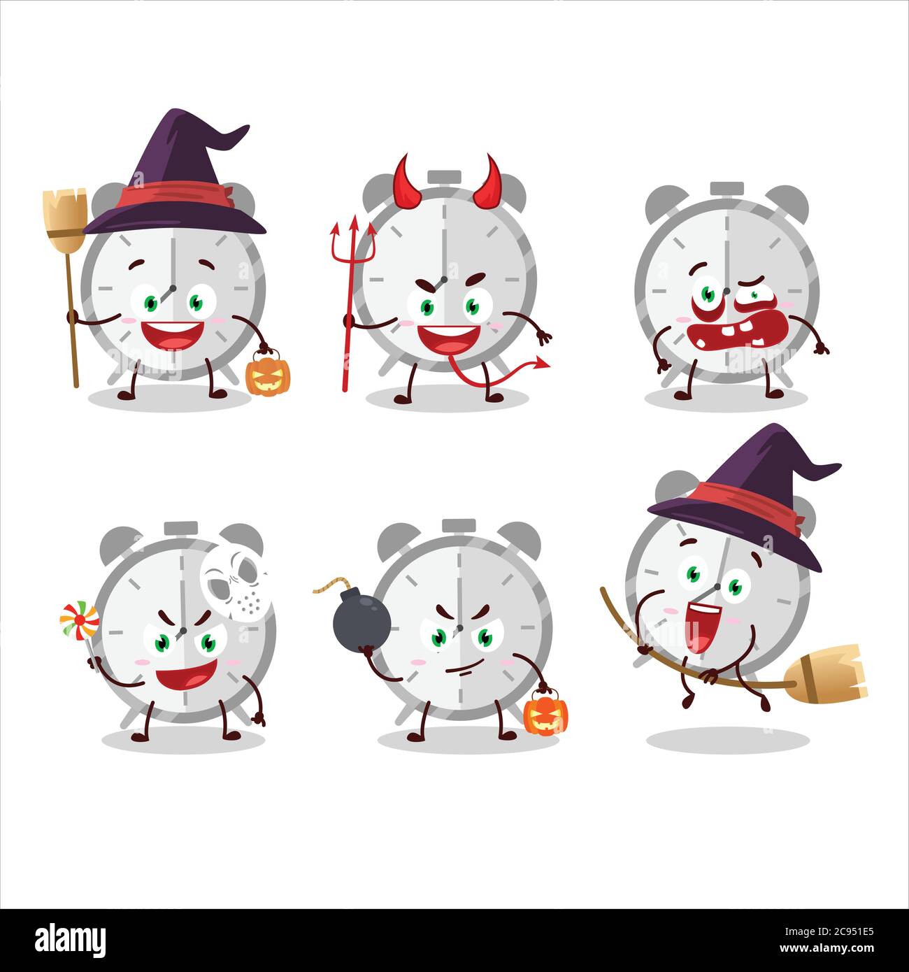 Halloween expression emoticons with cartoon character of alarm clock Stock  Vector Image & Art - Alamy