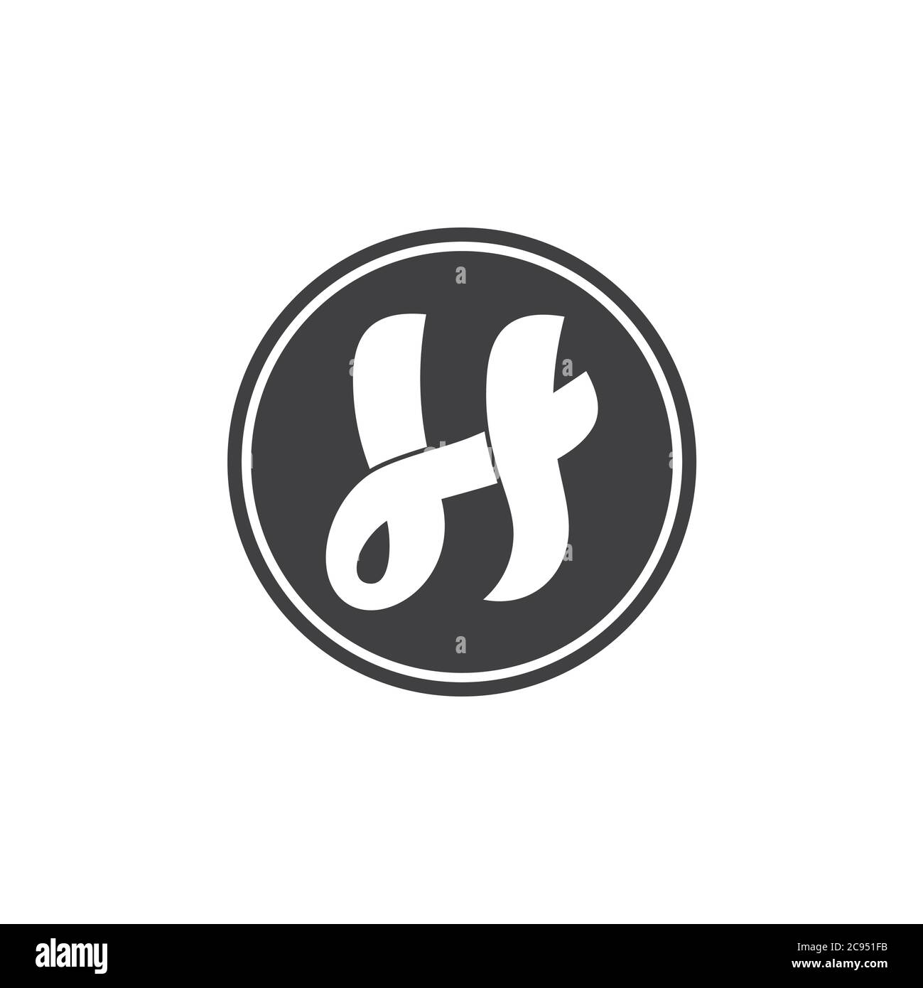abstract letters y h linked curves design logo Stock Vector