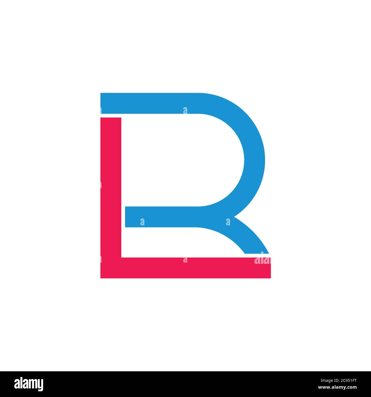 letters lr simple linked geometric square logo Stock Vector