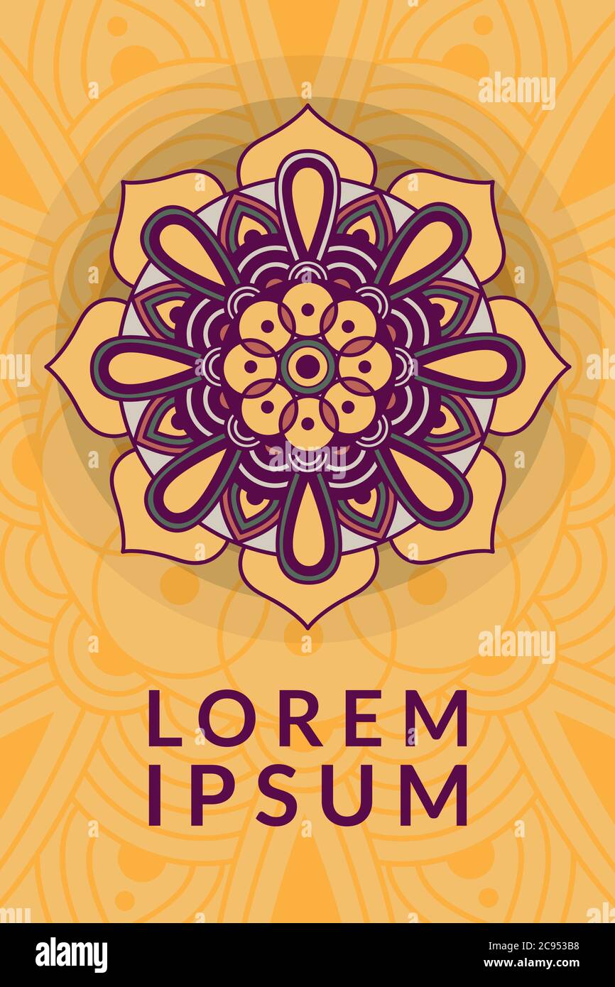 decorative floral mandala with yellow background vector illustration ...