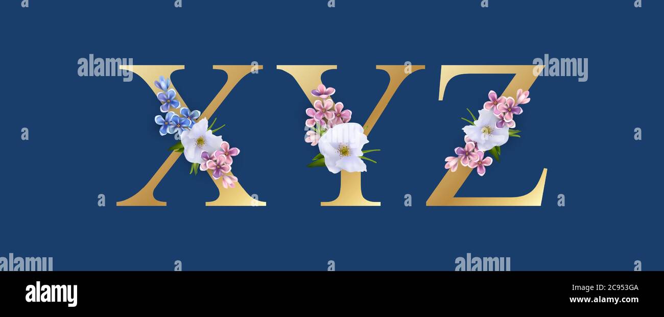 Floral Alphabet Font Stock Vector