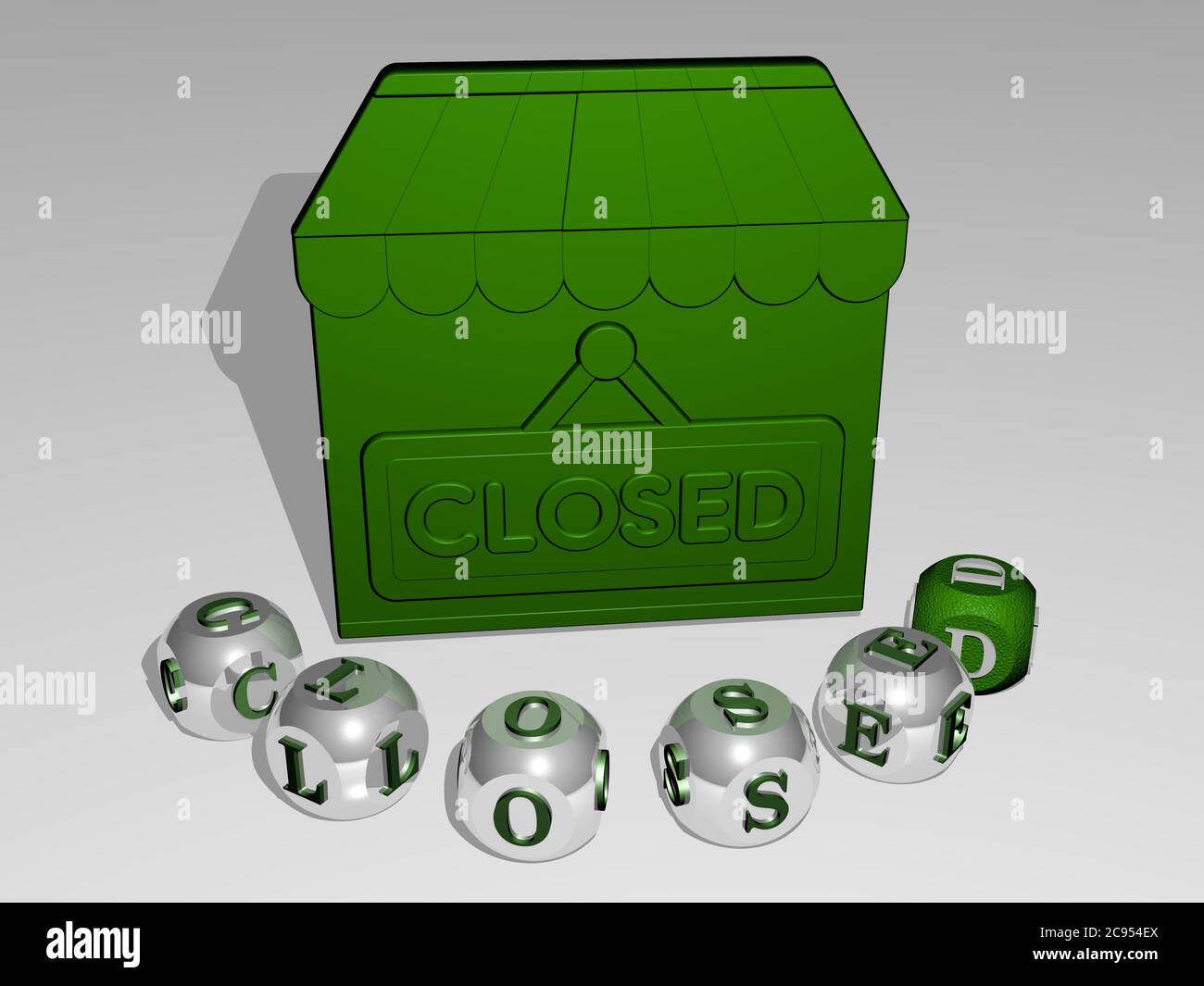 3D illustration of CLOSED graphics and text around the icon made by ...
