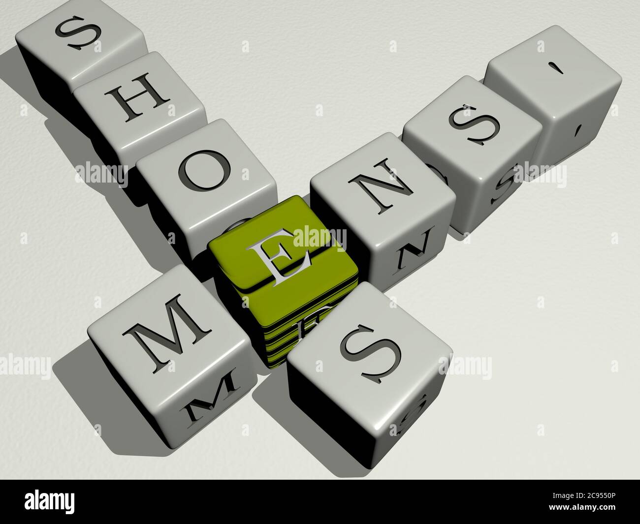 crosswords of shoes mens' shoes arranged by cubic letters on a mirror