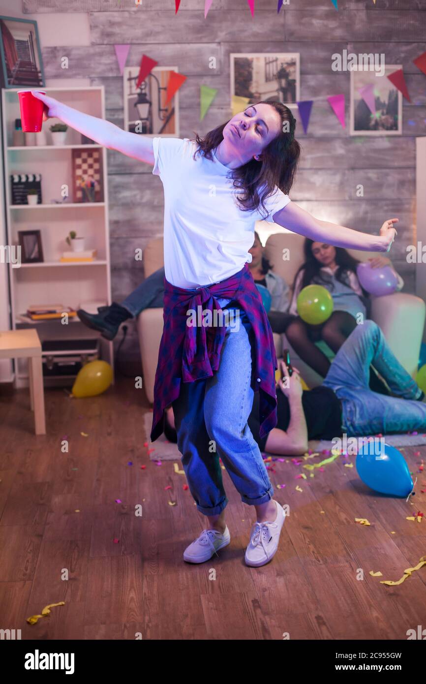 Woman disco dancing alone indoors hi-res stock photography and images ...