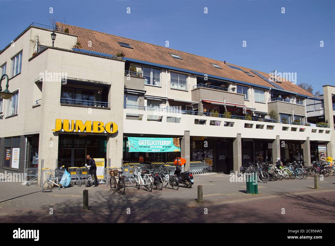 Dutch supermarket Jumbo in Schoorl in North Holland. Above the