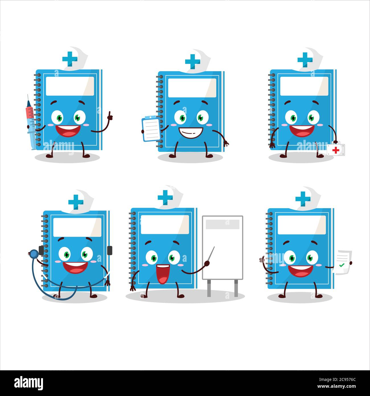 Doctor profession emoticon with blue study book cartoon character Stock ...