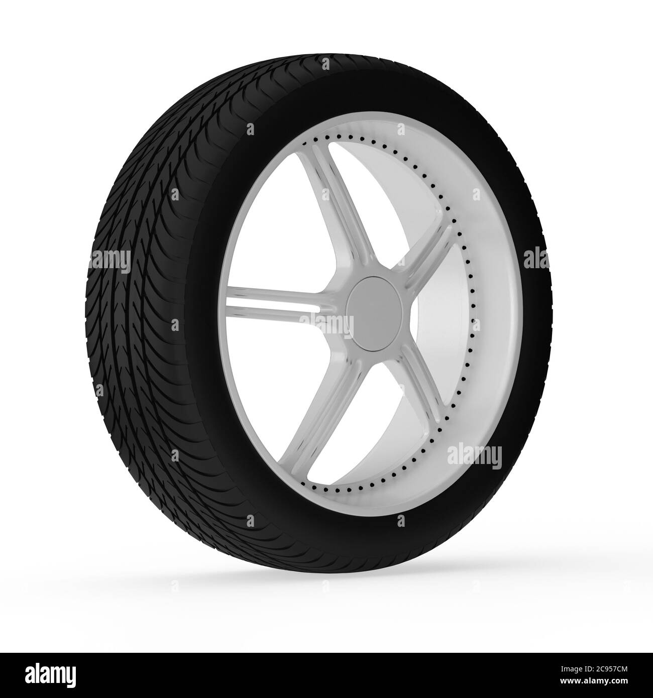 Car wheel isolated on white background. 3D rendering Stock Photo - Alamy